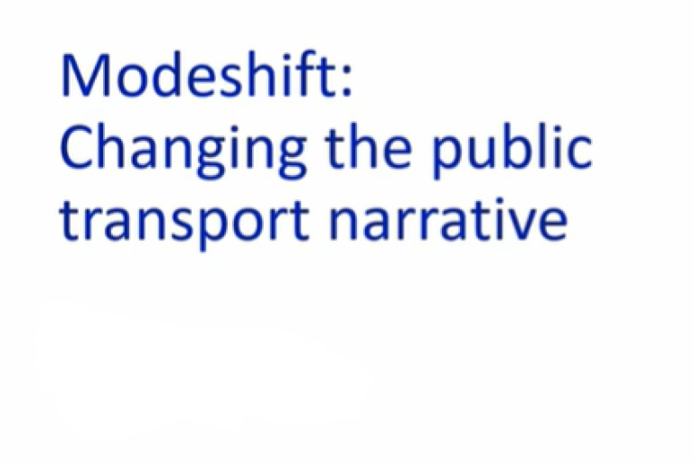 Text reads: "Modeshift: Changing the public transport narrative"