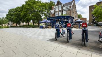 Santander cycles in Vauxhall, London.