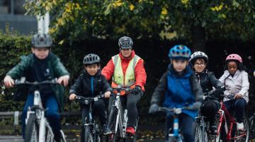 Children at Bikeability lesson.